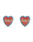 Fashion Red Alloy Diamond Drop Oil Love Letter Stud Earrings