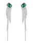 Fashion Green Alloy Diamond Long Tassel Drop Earrings
