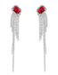 Fashion Red Alloy Diamond Long Tassel Drop Earrings