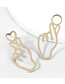 Fashion Gold Color Alloy Heart Geometric Stud Earrings