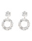 Fashion White Alloy Diamond Round Stud Earrings