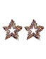 Fashion Red Color Alloy Diamond Star Stud Earrings