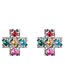 Fashion White Alloy Diamond Cross Stud Earrings