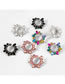 Fashion White Alloy Diamond Geometric Floral Stud Earrings