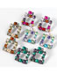 Fashion Brown Color Alloy Diamond Square Stud Earrings