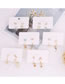 Fashion 10# Copper Inlaid Zirconium Lightning Cross Heart Hexagram Stud Earrings Set