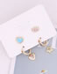 Fashion 1# Copper Inlaid Zirconium Lightning Cross Heart Hexagram Stud Earrings Set