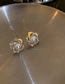 Fashion Gold Color Alloy Diamond Pearl Flower Stud Earrings