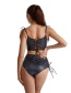Fashion Silver Color Bronzing Lace-up Top And Drawstring Shorts Set