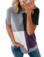 Fashion Green Colorblock Round Neck Short Sleeve Top