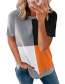 Fashion Khaki Colorblock Round Neck Short Sleeve Top