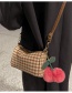 Fashion Khaki Canvas Check Large Capacity Crossbody Bag