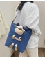 Fashion Calf Blue Canvas Doll Large Capacity Messenger Bag