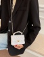 Fashion White Pvc Rhombus Lock Pearl Portable Messenger Bag