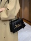 Fashion Black Pu Diamond Embroidery Thread Chain Portable Messenger Bag