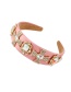 Fashion Pink Fabric Alloy Diamond Cross Headband