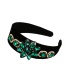 Fashion Green-2 Fabric Alloy Diamond-studded Flower Headband