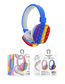 Fashion Pink Rainbow Headphones Cartoon Press Children's Head-mounted Folding Bluetooth Headset (charged)