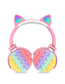 Fashion Blue Cat Ears Cartoon Press Children's Head-mounted Folding Bluetooth Headset (charged)