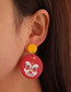 Fashion 02 Round Red Acrylic Tiger Print Round Stud Earrings