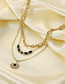 Fashion Gold Titanium Steel Rice Beads Sunflower Multilayer Necklace