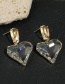 Fashion Transparent Peach Heart Geometric Love Crystal Stud Earrings