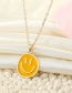 Fashion Blue Crooked Smiley Face Alloy Drip Oil Smiley Necklace