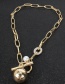 Fashion Gold Alloy Geometric Ball Ot Buckle Chain Necklace
