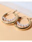 Fashion Gold Alloy Pearl Ring Geometric Earrings