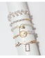 Fashion 5# Geometric Pearl Panel Chain Portrait Bracelet