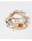 Fashion 3# Geometric Pearl Beaded Heart Letter Circle Medal Bracelet
