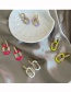 Fashion Pink Bronze Zirconium Drop Oil Geometric Oval Stud Earrings