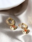 Fashion Orange Brass Diamond Heart Earrings