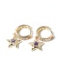 Fashion Purple Brass And Diamond Pentagram Earrings