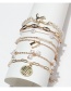 Fashion 4# Geometric Pearl Panel Chain Butterfly Letter Bracelet