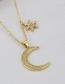 Fashion Gold Zirconium Star And Moon Necklace In Gold Plated Copper