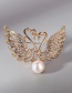 Fashion Rose Gold White Freshwater Pearl Alloy Full Diamond Swan Pin