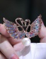 Fashion Bronze High-grade Shell Beads Alloy Full Diamond Swan Pin