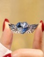 Fashion Silver Lotus Lotus Purple Alloy Diamond Heart Wings Brooch