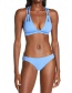 Fashion Blue Solid Color Cutout Sling Split Swimsuit