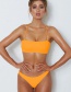 Fashion Apricot Yellow Solid Color Halter Nylon Split Swimsuit