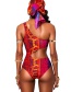 Fashion Suit Two Printed One-shoulder Waist Cutout Swimsuit
