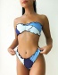 Fashion Rose Red Colorblock Tube Top High Waist Split Swimsuit