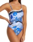 Fashion Blue Printed One-piece Swimsuit