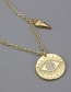 Fashion Gold Color Plated Brass Gold Plated Zirconium Eye Medal Necklace