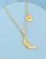 Fashion Gold Color Brass Gold Plated Zirconium Crescent Medal Necklace