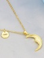 Fashion Gold Color Brass Gold Plated Zirconium Crescent Medal Necklace