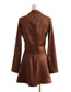 Fashion Brown Lapel Cropped Shirt Irregular Slit Skirt Set