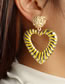 Fashion Gold Coloren Metal Geometric Heart Stud Earrings