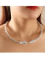 Fashion Silver Color Metal Diamond Snake Head Collar